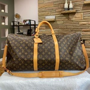 Louis Vuitton Brown and Tan Travel Bag